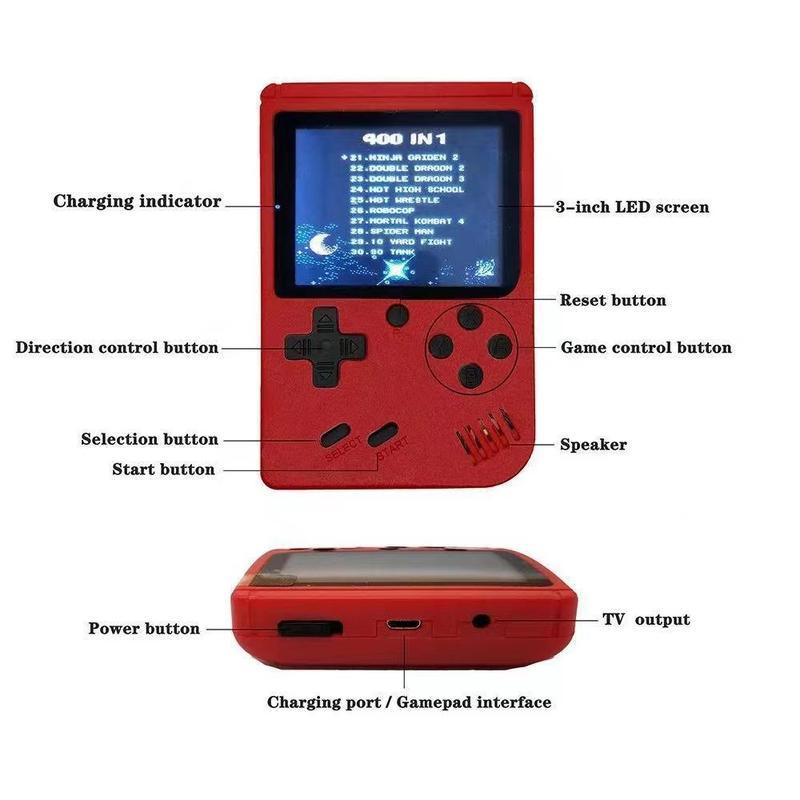 Retro Console Classic, Mini Tendo 500 games Retro Handheld Console Handheld games with rechargeable battery Screen Cable Charging Protection game boys