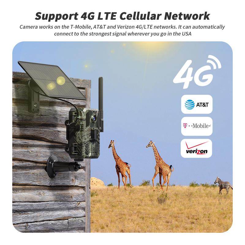 [Black Friday Deal]3rd Gen 4G LTE Cellular Trail Cameras with 2K Live Streaming, Built-in SIM Card, UNLIMITED Data Plan, NOT SUPPORT WIFI, Motion Activated 0.2s Trigger Time, Solar Powered, Waterproof, Hunting Wireless Trail Camera Security