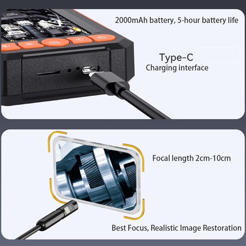 Endoscope Camera with Light, 4.3' IPS Screen Industrial Borescope Camera, 1080P HD Inspection Camera with 8 LED Lights, IP67 Waterproof Endoscope, 16.4FT Semi-Rigid Bore Scope Gadgets for Men,5M Camera cable