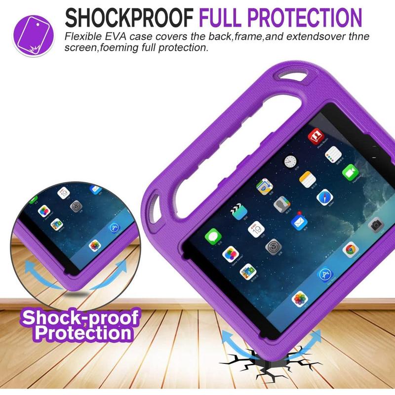 Case for iPad Mini 1 2 3 4 5 7.9-inch, Light Weight Shockproof Handle Kickstand Cover for iPad Mini 5th 4th 3rd 2nd 1st Generation, Purple