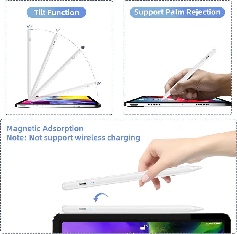 Apple Pencil for iPad 6-10,iPad Pencil 2nd Generation,13 mins Fast Charge,with Palm Rejection Tilt Sensitive ,Compatible with 2018-2024 Apple iPad Pro 11 12.9inch,iPad Air 3 4 5,iPad Mini 5 6 Gen-white Stylus