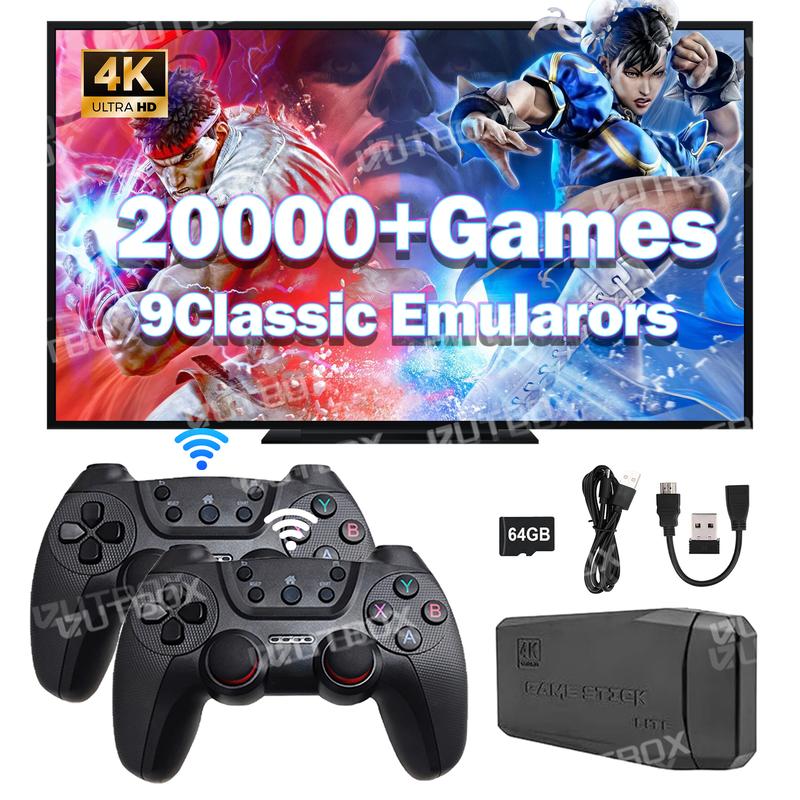 20000+ Games Wireless Retro Game 4K HDMl Output Retro Video GameConsole - Plug and Play Video Games.Retro Game Stick 4K Game StickBuilt in 64G Cards