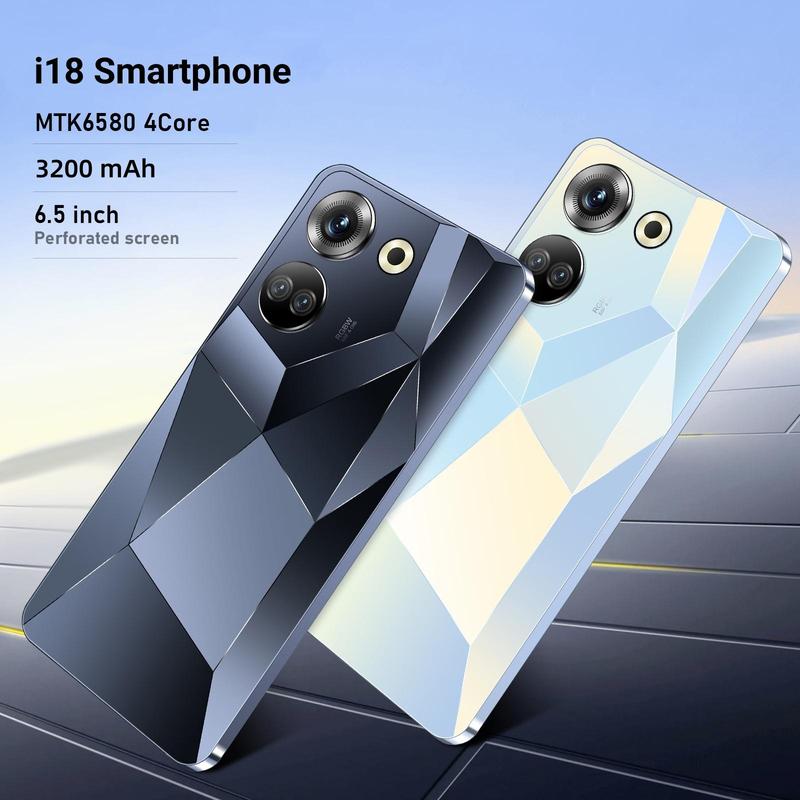 I18 6.5 Inch Smartphone, 2+32GB Memory 5+13MP Pixels 4000mAh Battery Dual SIM Android Phone, Quad Core Android Phone, Smart Mobile Phone