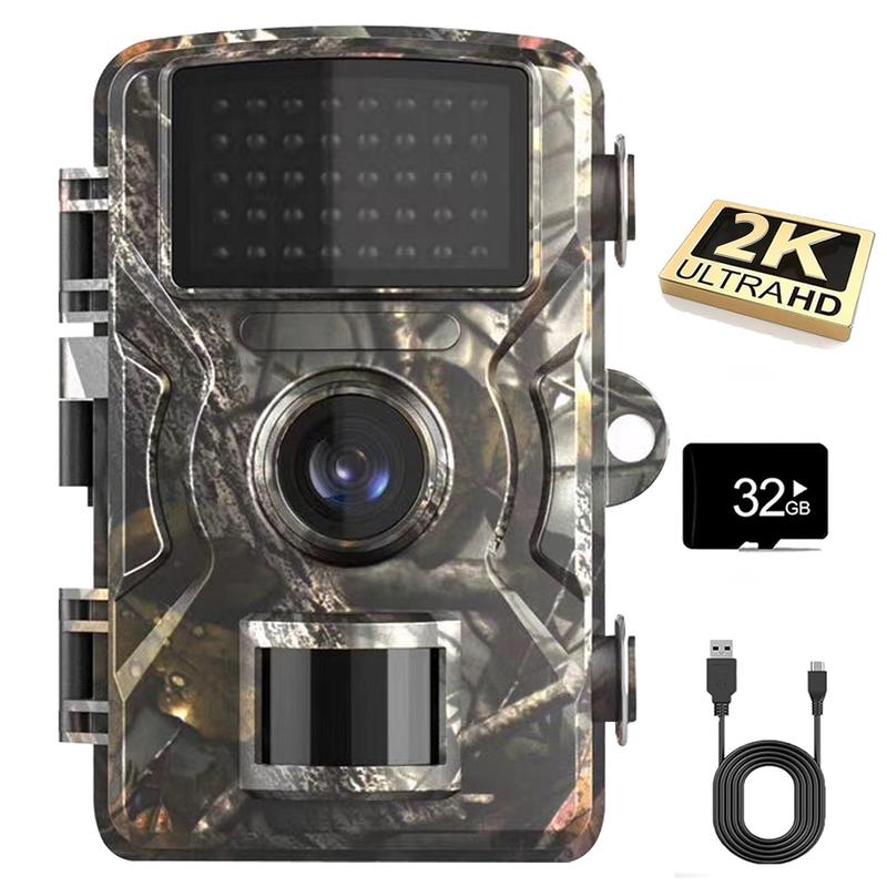 1pc Hunting Camera With 2-Inch Screen, HD Wildlife Trail Camera, Night Vision PIR 393.7inch, 0.8s Trigger Motion Activated, For Outdoor Wildlife Monitoring Camouflage