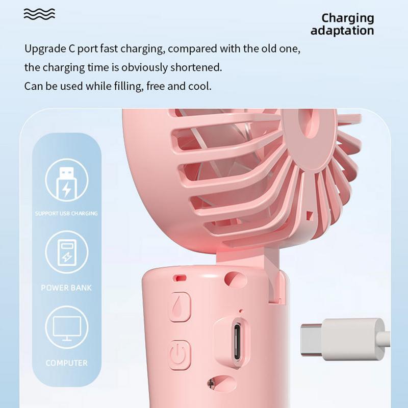 Handheld Fan With Water Mist Handheld Rechargeable Spray Fan With Water Mist Foldable Portable Summer Supplies Cooling Fan With Cable Charging Mobile Usb