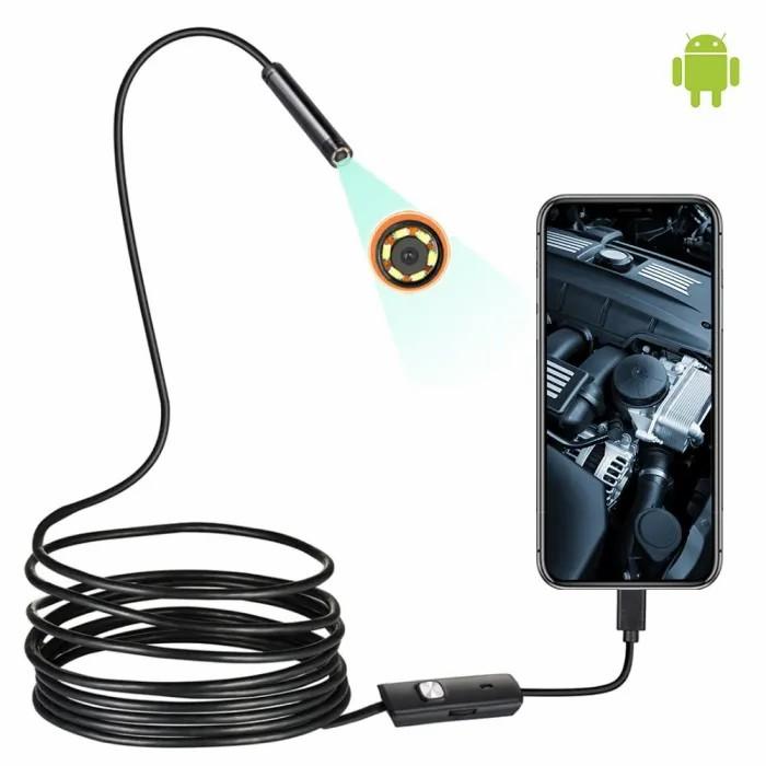 IP67 Waterproof Automotive Endoscope Camera Car Inspection Camera, 3-10cm Focal Length Car Inspection Camera with Flexible Hard Linear Cable, Car Repair Tool