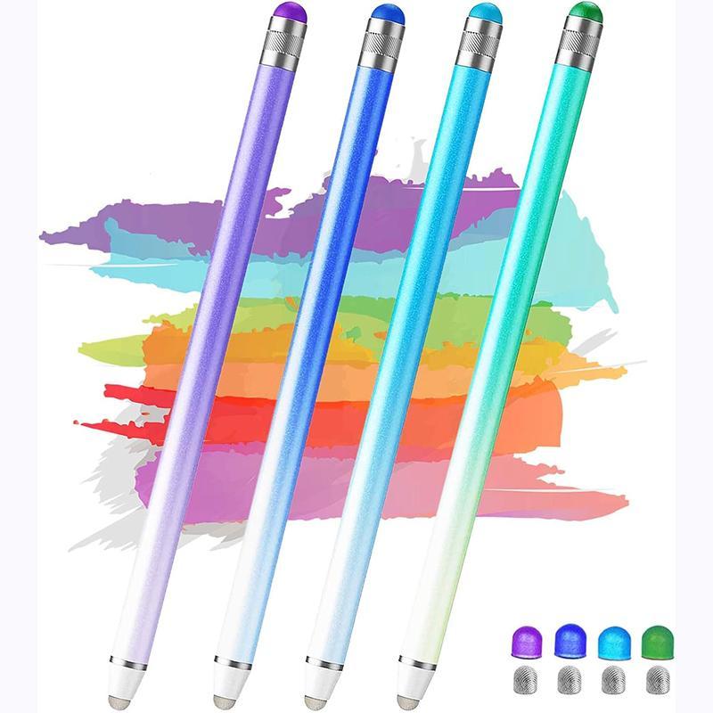 Colorful Stylus Pen, 4 Counts Precision Double Fiber Tip Stylus Pen, Tablet & Computer Accessories Compatible with Apple iPad iPhone Android Tablets