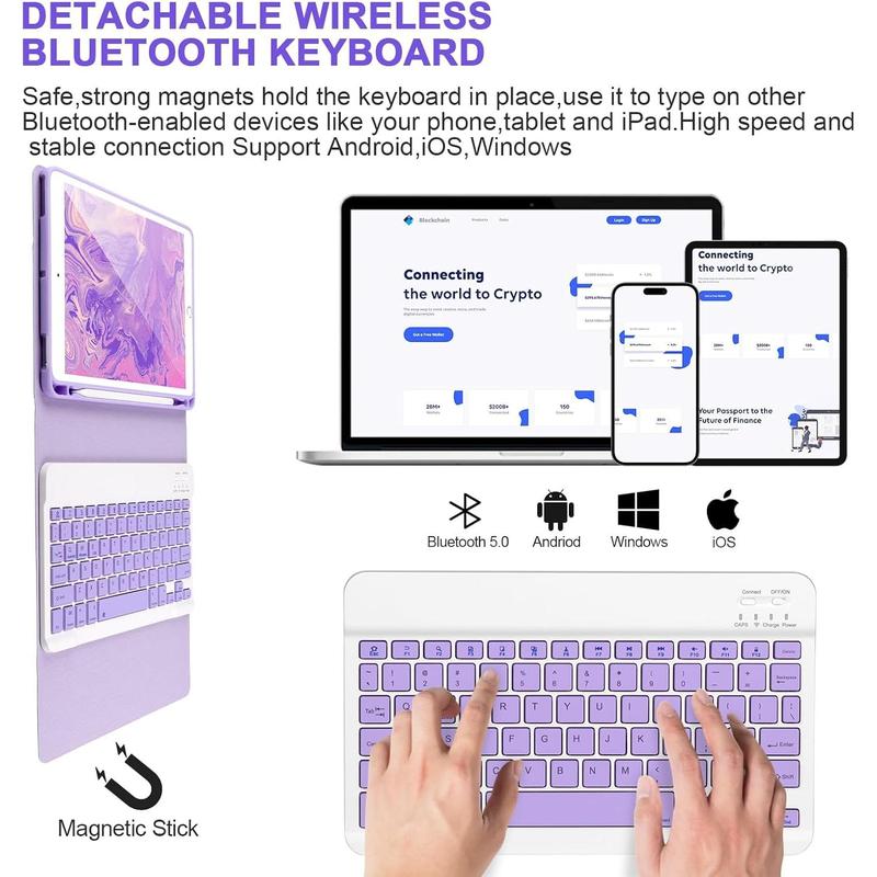 iPad Keyboard Case 9.7'' for iPad 6th Gen 2018,iPad 5th Gen 2017, Keyboard for iPad Air 2 1,Pro 9.7'',Case with Keyboard iPad 6th gen,iPad keyboard Case 6th Gen with Pencil Holder,Purple