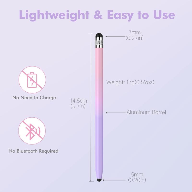 Stylus Pen 5 Pcs set for All Touch Screens Device Universal, Dual-end High Sensitivity Capacitive Stylus for Pad, Phone, Android and Tablets, with 10 Rubber Tips