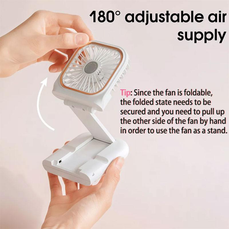 Portable Handheld Mini Fan, USB Rechargeable Fan with Digital Display, Portable Fan, 180° Adjustable Fan for Personal Cooling, Travel, Outdoor Sports, Cooling Fan