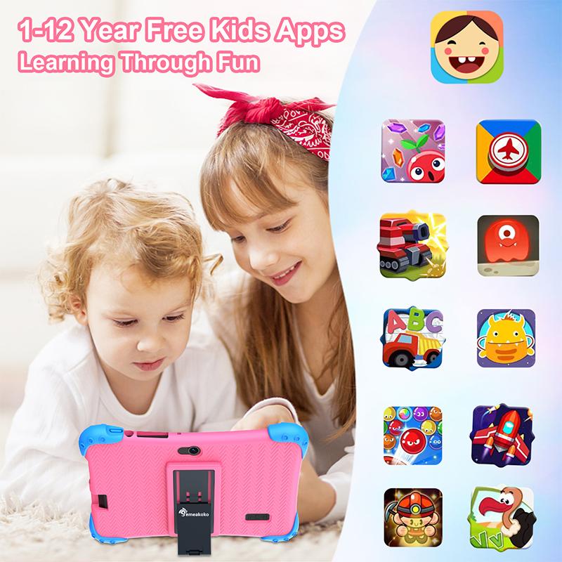 7-inch Kids Tablet with Bluetooth, Parental Lock, WiFi, GMS, Dual Camera, Shockproof Case, Educational Features, Games. Screen Cellphone   Cellphone Smartphone