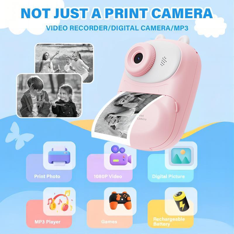 New Kids Camera Instant Print Upgraded Version 2.4 Inch Screen with 32GB 1080P Video Recorder and 3 Rolls of Paper Birthday Christmas Gift