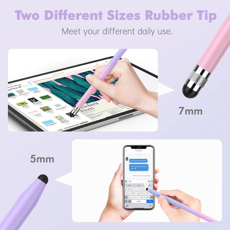 Stylus Pen 5 Pcs set for All Touch Screens Device Universal, Dual-end High Sensitivity Capacitive Stylus for Pad, Phone, Android and Tablets, with 10 Rubber Tips