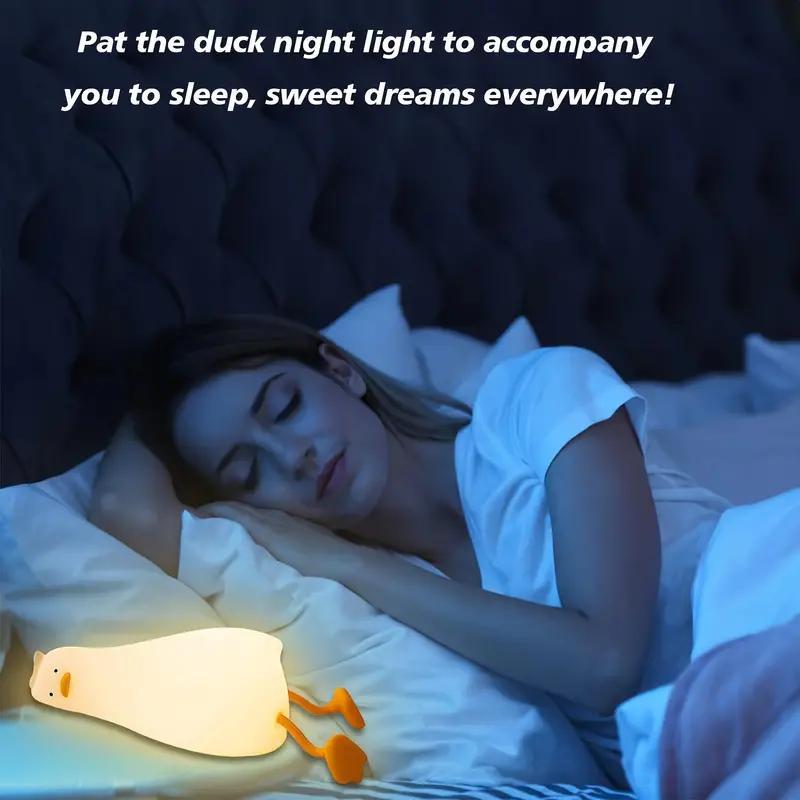 Cute Duck Design Night Light, LED Ambient LED Light, Decorative Atmosphere Lamp, USB Rechargeable Dimmable Bedside Lamp for Bedroom