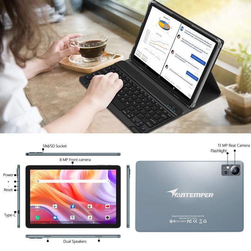 2025 Newest Android 14 Tablet 10 inch,4G Cellular Tablets with 2 SIM 1 SD slot,5G Wifi Android Tablet 128GB ROM +14GB RAM, 3-in-1 Tablet with Keyboard-8000mAh,Octa-core ,13MP+8MP,GPS Tablet on sale  Christmas gift  Black Friday Deal Smartphone Cellphone