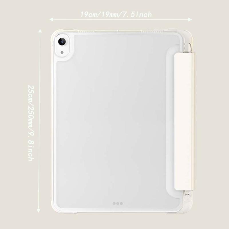 Shockproof Clear Tablet Case With Stand, 1 Count Auto Sleep Wake Slim Smart Cover, Translucent Soft TPU Shockproof Case With Pencil Holder Compatible With iPad Air4 5th 10.9inch, iPad 7 8 9th 10.2 inch, iPad 10th 10.9 inch