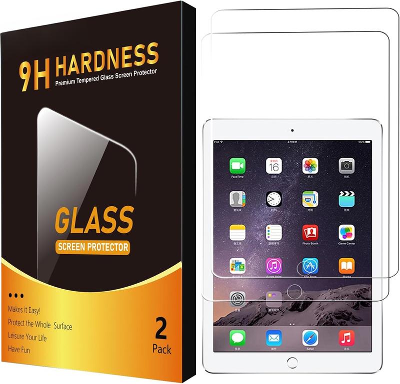 2 Pack Screen Protector for iPad 6th 5th Generation 9.7 Inch (2018 2017, Model A1822 A1823 A1893 A1954), Anti-Scratch 9H Hardness Tempered Glass Film