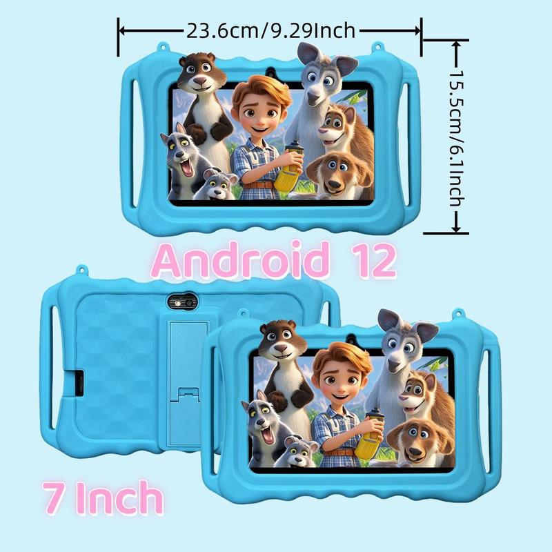 7 Inch Student Tablet, Parents Control Tablet with Shockproof Case, 2GB RAM+32GB ROM Android 12 Tablet, Educational Tablet for Boys & Girls, Idea Gift