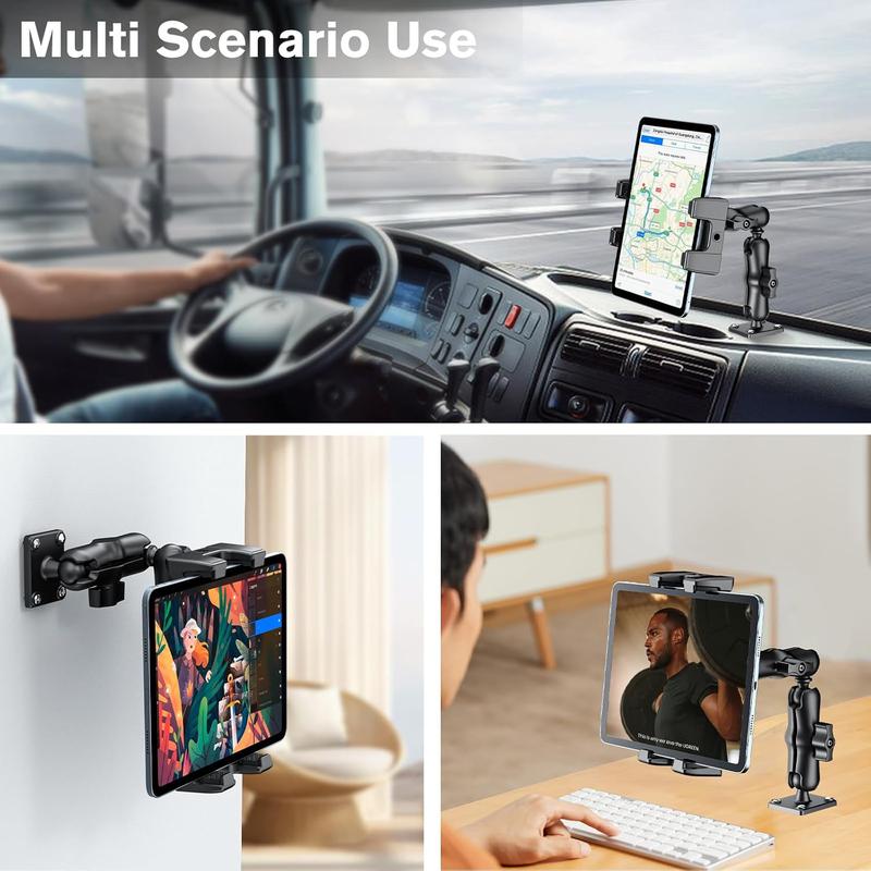 Tablet Mount for Truck - Heavy Duty Drill Base - Tablet Holder for Car Dashboard, iPad Holder for All 5