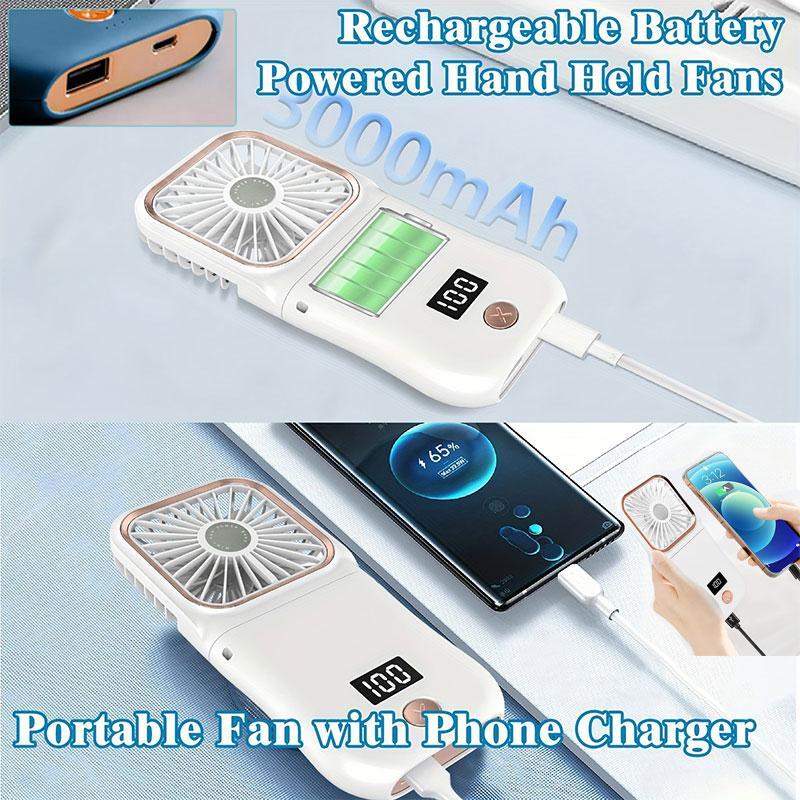 Portable Handheld Mini Fan, USB Rechargeable Fan with Digital Display, Portable Fan, 180° Adjustable Fan for Personal Cooling, Travel, Outdoor Sports, Cooling Fan