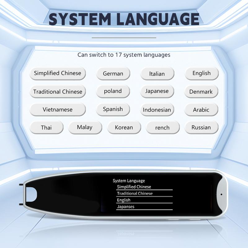 Intelligent translation pen 3.69 inch screen, large screen, ultra-high definition, can translate 10 languages without Internet, WiFi can scan and translate 60 languages online, and 17 system languages can be switched Cable Charging