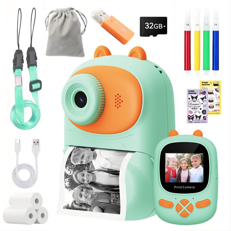 New Kids Camera Instant Print Upgraded Version 2.4 Inch Screen with 32GB 1080P Video Recorder and 3 Rolls of Paper Birthday Christmas Gift