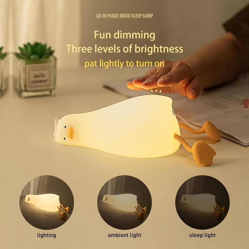 Cute Duck Design Night Light, LED Ambient LED Light, Decorative Atmosphere Lamp, USB Rechargeable Dimmable Bedside Lamp for Bedroom