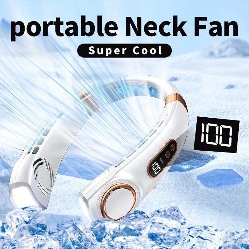 USB Rechargeable Mobile Neck Fan, Wearable Durable Cooling Neck Fan with 5-speed Adjustable Wind Power, Noise Reduction Cooling Fan for Outdoor