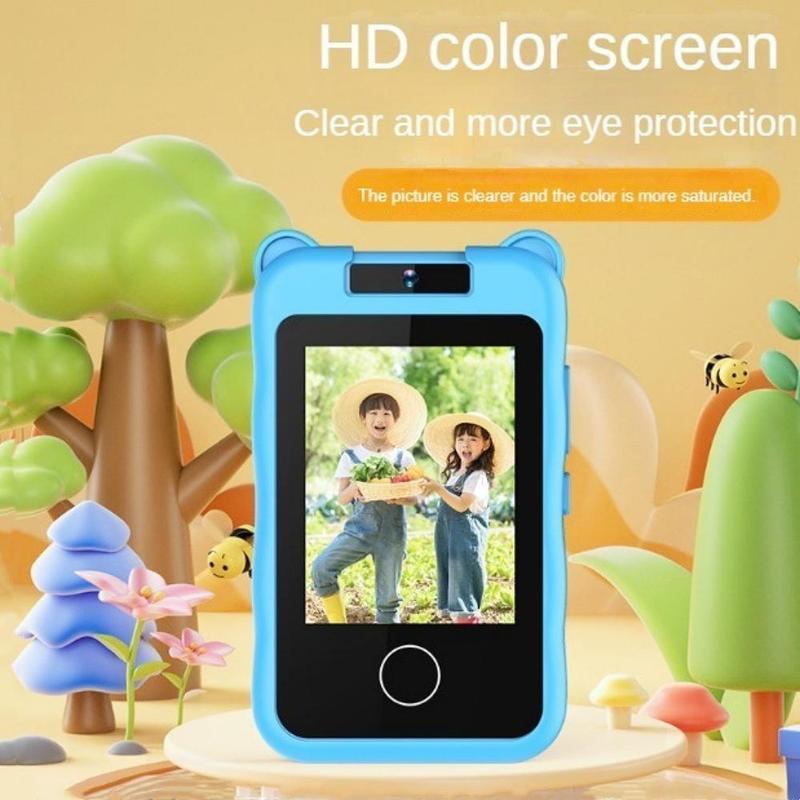 Cute Cartoon Design Phone Camera, 1080P HD Touch Screen Phone with 180° Rotatable Lens, Multifunctional Phone for Girls