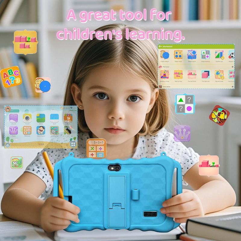 7 Inch Student Tablet, Parents Control Tablet with Shockproof Case, 2GB RAM+32GB ROM Android 12 Tablet, Educational Tablet for Boys & Girls, Idea Gift