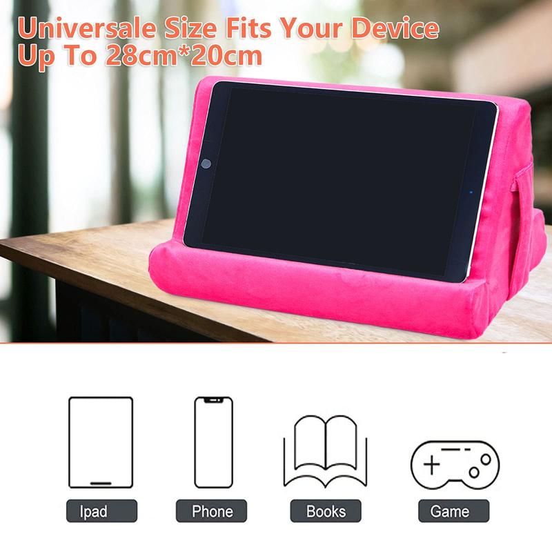 2pcs Multi-Angle Tablet Holder Cushion Stand with Net Pocket & Black Color Phone Stands Upgraded Tablet Pad Support for Phone,Pad,Books