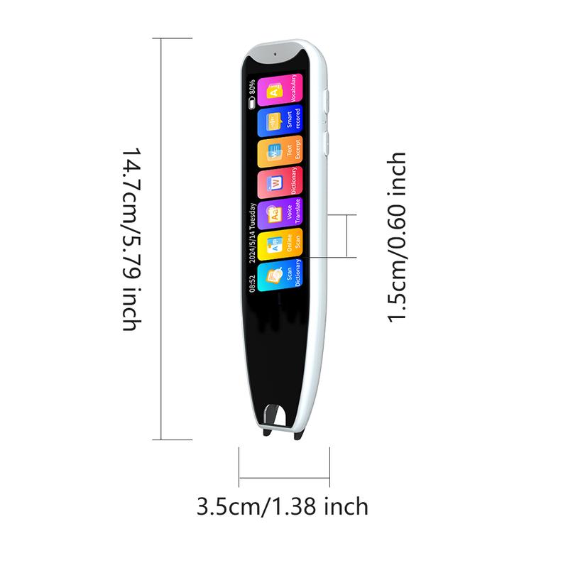 Intelligent translation pen 3.69 inch screen, large screen, ultra-high definition, can translate 10 languages without Internet, WiFi can scan and translate 60 languages online, and 17 system languages can be switched Cable Charging