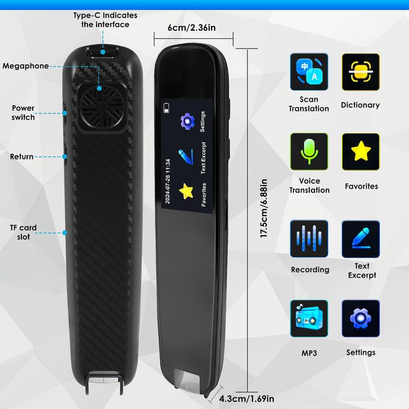  Electronics Translation Pen (1 Box), School Supplies, Electronics Portable Smart Pen, Scan Translator, Digital Translation Pen Electronics, Support 2-way Translation (requires Wifi Connection), Electronics Education Devices，Christmas Gifts