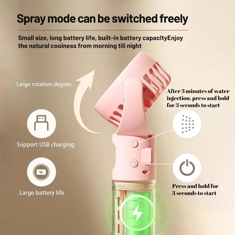 USB Rechargeable Handheld Misting Fan, Portable Mini Fan, Mobile Cooling Fan, Multifunctional Mini Fan Cooler For Travel, Outdoors, Hiking, Camping, Office, USB & Mobile Fans