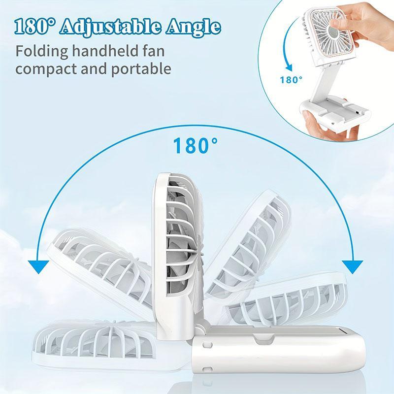 Portable Handheld Mini Fan, USB Rechargeable Fan with Digital Display, Portable Fan, 180° Adjustable Fan for Personal Cooling, Travel, Outdoor Sports, Cooling Fan