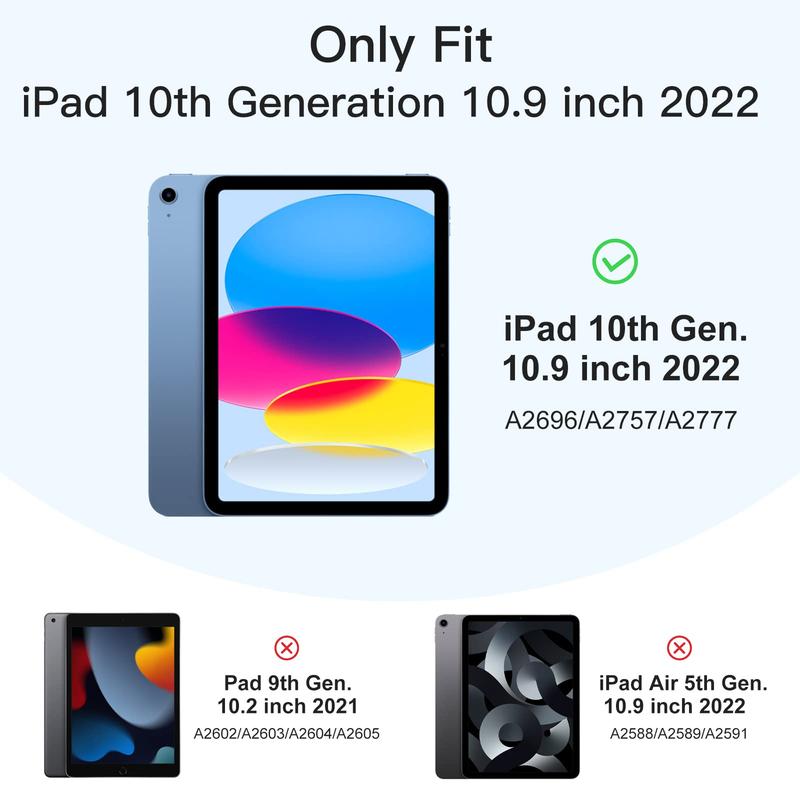 Compatible with iPad 10th Generation Case 10.9 Inch 2022 with Pencil Holder, Slim Trifold Stand Protective Cover with Soft TPU Back, Auto Sleep Wake, Sky Blue