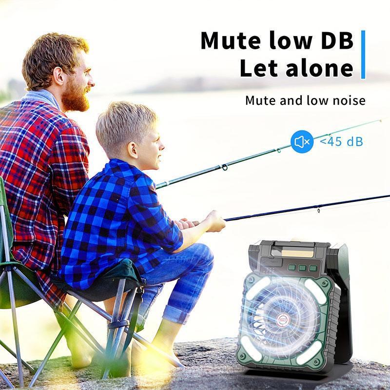 Portable Fan for Summer, Solar Powered 4 Speeds Fans, Rechargeable Desk Cooling Fan with LED Lights, Cooling Fan for Bedroom, Folding USB Charger Port Camping Fan Power Bank