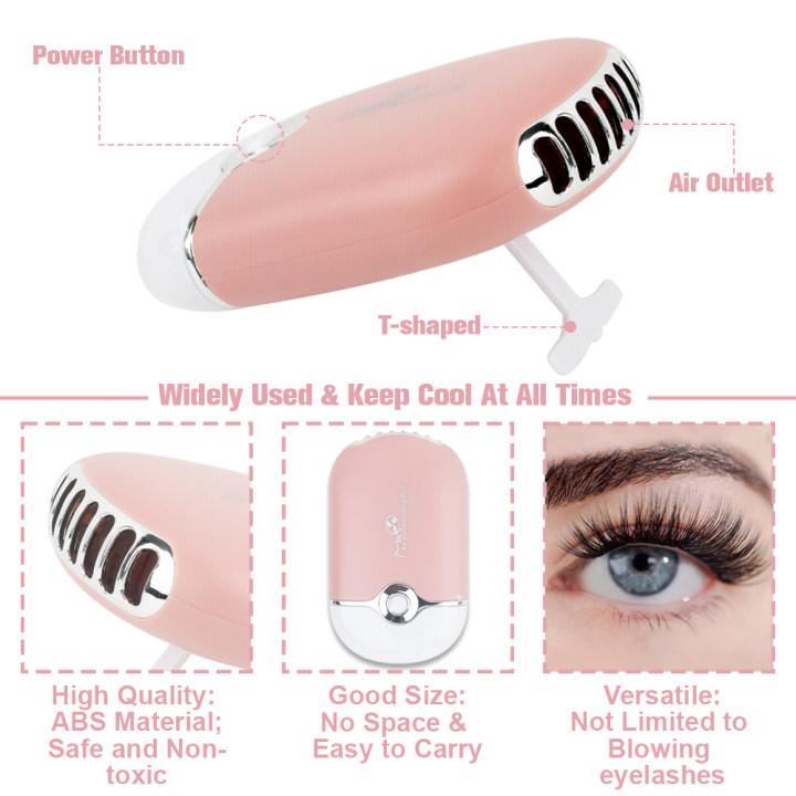 uCoolMe Lashes Eyelash Extension Cleanser Lash Lash Shampoo for Extensions, USB Mini Portable Fan Rechargeable Electric Handheld Air Conditioning Remover Makeup For Girl Beginner Friendly