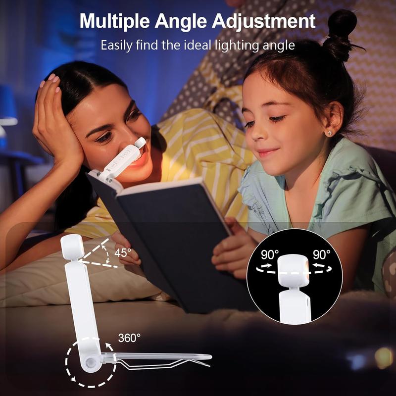 Rechargeable Book Light - Mini Portable with Memory Function, Eye-Caring 3 Colors, Dimmable Brightness, Long Lasting Compact Cute Clip-On Design, Ideal for Bedside Reading Book Lovers