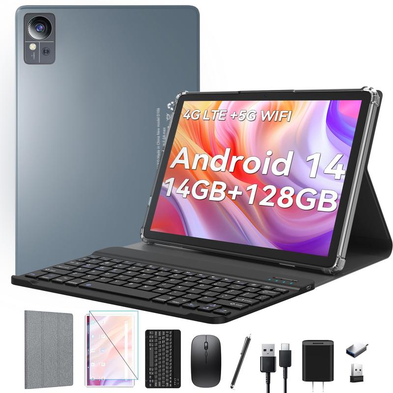 2025 Newest Android 14 Tablet 10 inch,4G Cellular Tablets with 2 SIM 1 SD slot,5G Wifi Android Tablet 128GB ROM +14GB RAM, 3-in-1 Tablet with Keyboard-8000mAh,Octa-core ,13MP+8MP,GPS Tablet on sale  Christmas gift  Black Friday Deal Smartphone Cellphone