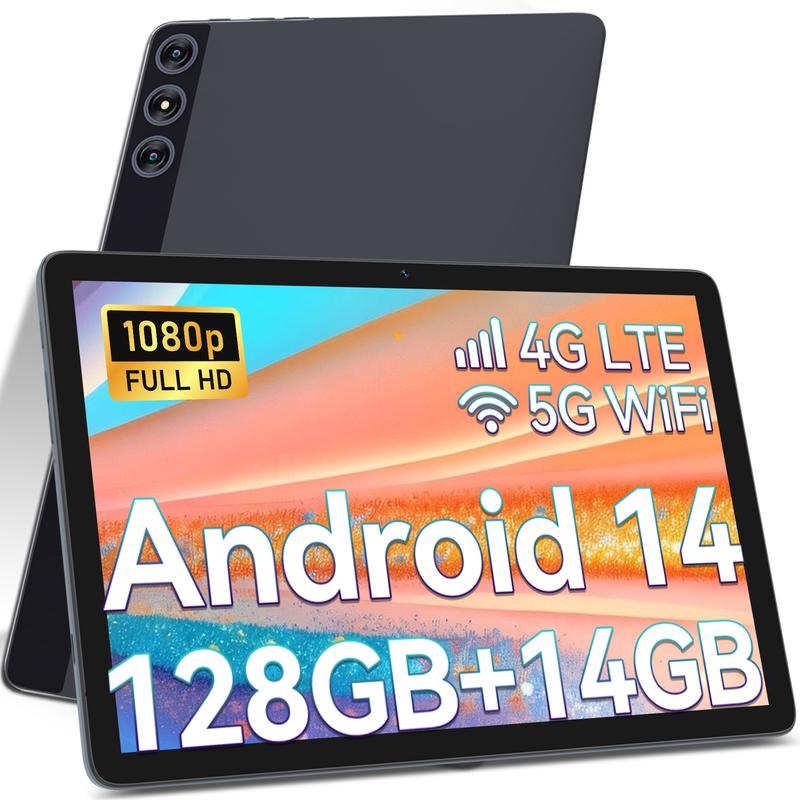 2025 Newest Android 14 Tablet 10 Inch Octa-Core Tablet, Dual 4G Cellular Tablet with 128GB ROM+14(8+6)GB RAM 512GB Expandable, 13MP+8MP Camera Tablet with GPS 5G WiFi HD Display Black Friday Deal  Christmas gift  tablet on sale Smartphone Cellphone