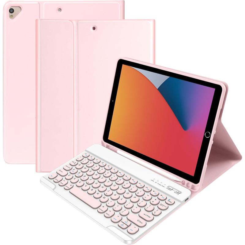 iPad 9th 8th 7th Generation Keyboard Case 10.2inch, iPad Air 3 Case with Keyboard, iPad Case with  Keyboard for iPad Pro 10.5''(3rd Gen), Slim Leather Folio Cover for iPad 2021 2020 2019-Pink