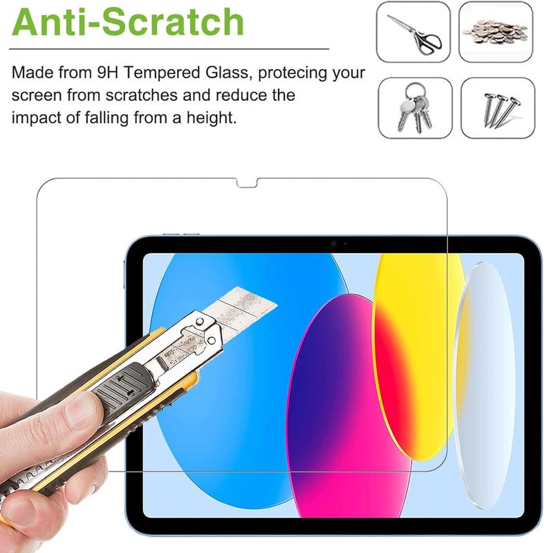 [3 Pack for iPad 10th Generation Screen Protector (Model: A2696 A2757 A2777), Scratch-resistant Tempered Glass Film for iPad 10 (2022 Model, 10.9-Inch)