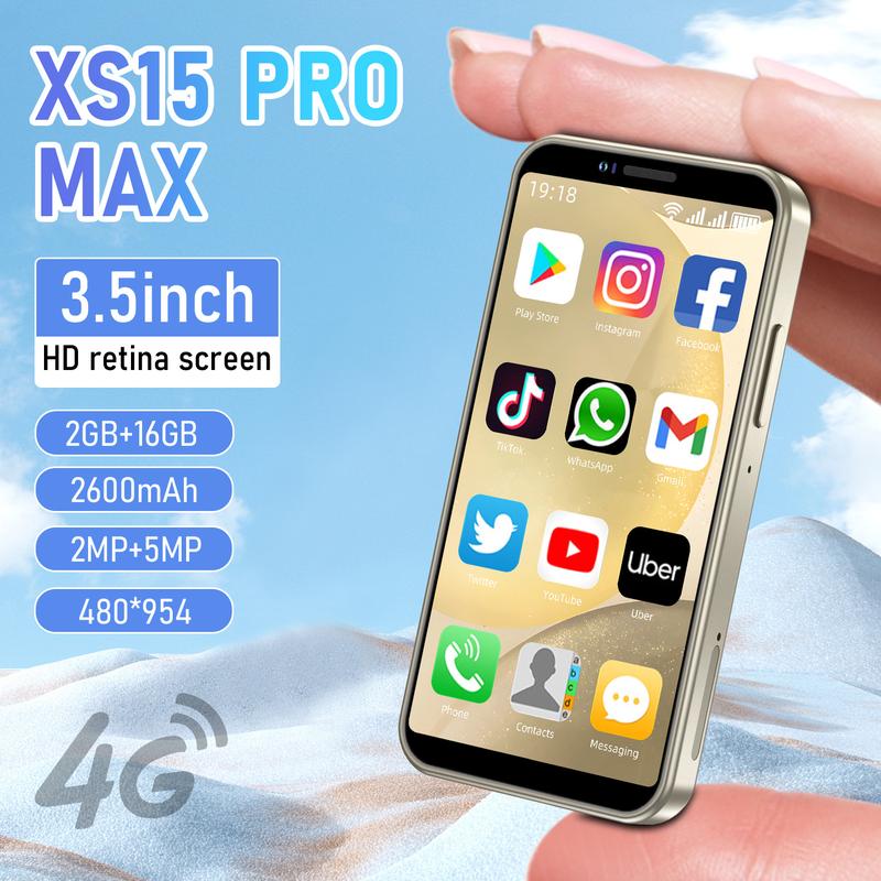 New Mini Phone Xs15 ProMax, New Mini Android Smartphone 13HD+Screen Built in All in One, High end Hot Bent Glass Rear Cover with Charger, Headphones, Phone Protective Cover, Qualcomm SM8550 AC 10core Mobile Cellphone Handheld