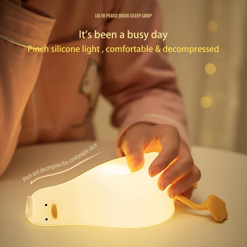 Cute Duck Design Night Light, LED Ambient LED Light, Decorative Atmosphere Lamp, USB Rechargeable Dimmable Bedside Lamp for Bedroom