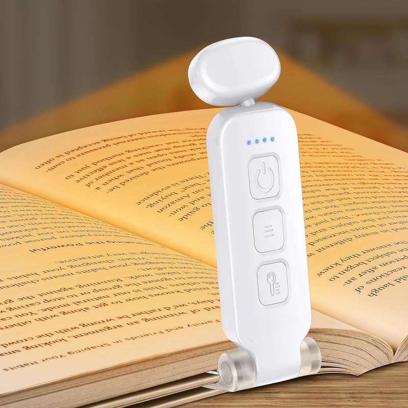 Rechargeable Book Light - Mini Portable with Memory Function, Eye-Caring 3 Colors, Dimmable Brightness, Long Lasting Compact Cute Clip-On Design, Ideal for Bedside Reading Book Lovers