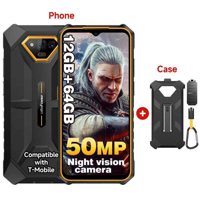 Ulefone Armor X13 Unlocked Rugged Mobile Smartphone ,12GB（6GB+6GB Virtual RAM）+64GB ,MTK Helio G36 Android 13, 50MP+24MP Night Vision Camera, 6.52 inch HD+, 6300 mAh, Dual SIM 4G Waterproof Cellphone-Orange