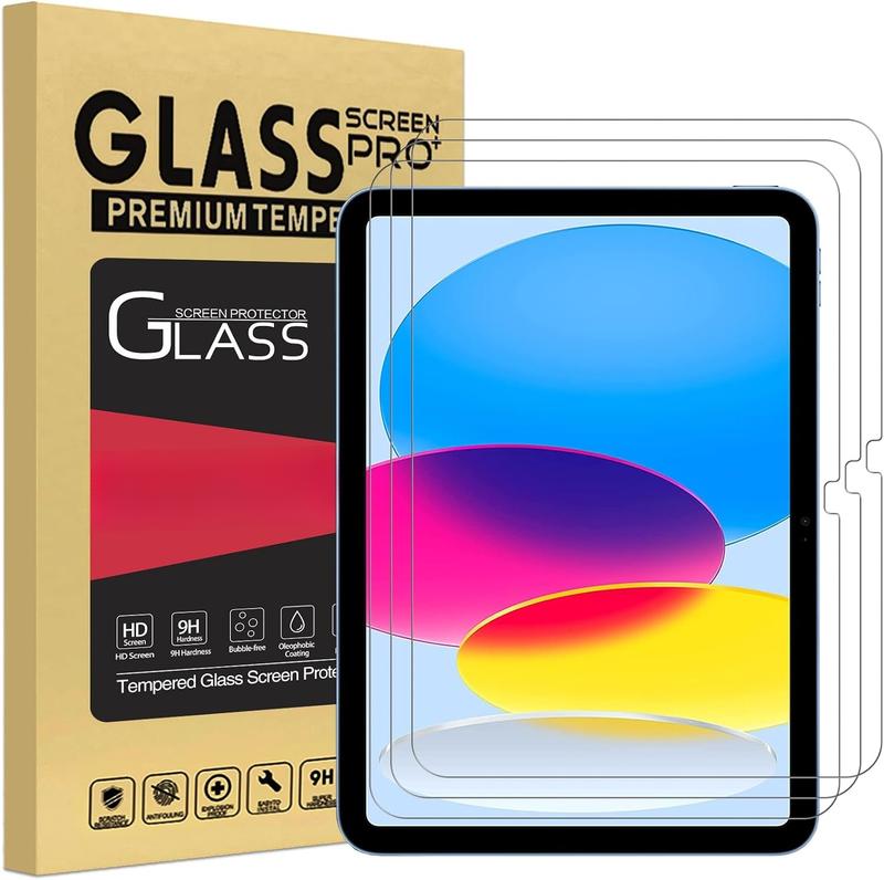 [3 Pack for iPad 10th Generation Screen Protector (Model: A2696 A2757 A2777), Scratch-resistant Tempered Glass Film for iPad 10 (2022 Model, 10.9-Inch)