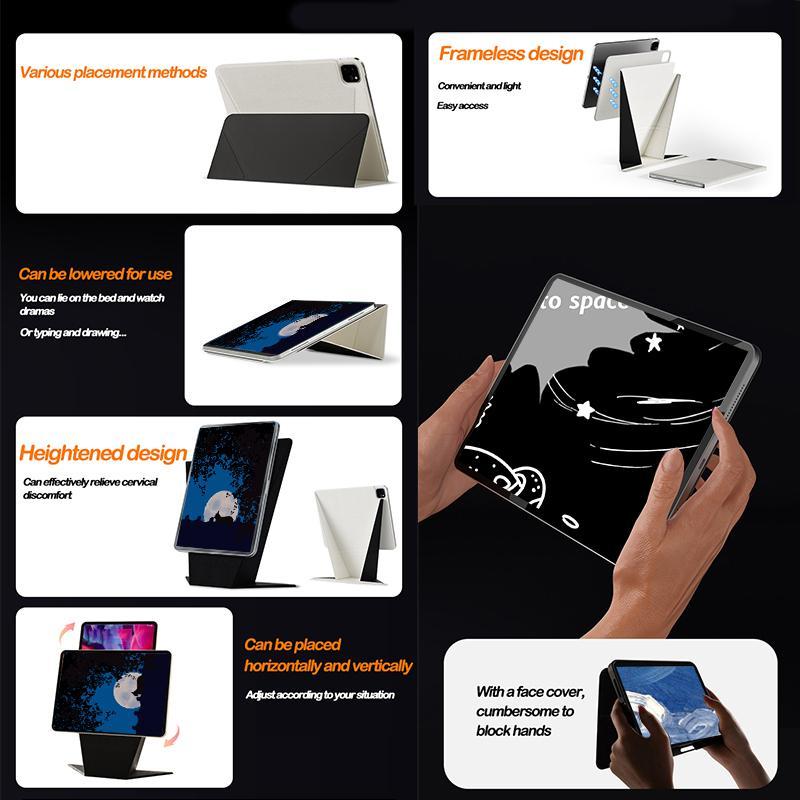 3 in 1 Removable Magnetic Protective Case, 1 Count Height Adjustment Bracket Tablet Case, Tablet & Computer Accessories for iPad Series