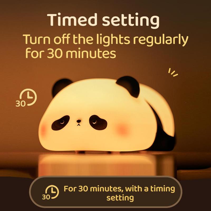 Cute Panda Design Night Light, USB Rechargeable Silicone Pat Light, Decorative Lamp for Bedroom, Living Room, Home Decor